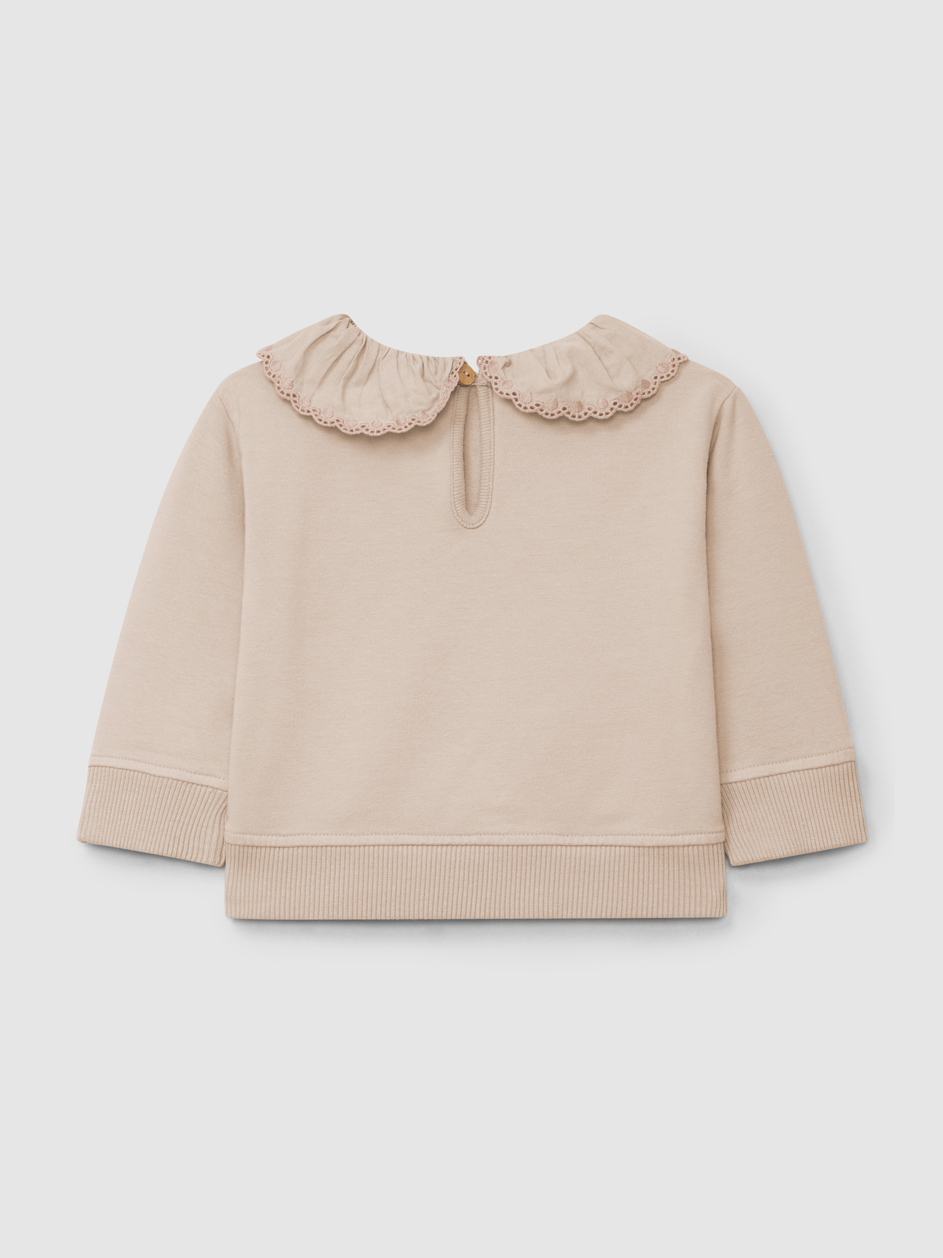 Sudadera de felpa con cuello de volante bordado