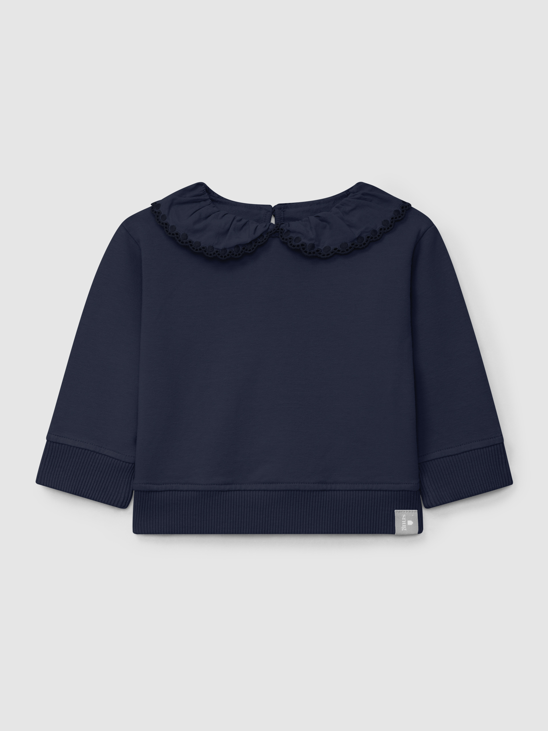 Sudadera de felpa con cuello de volante bordado