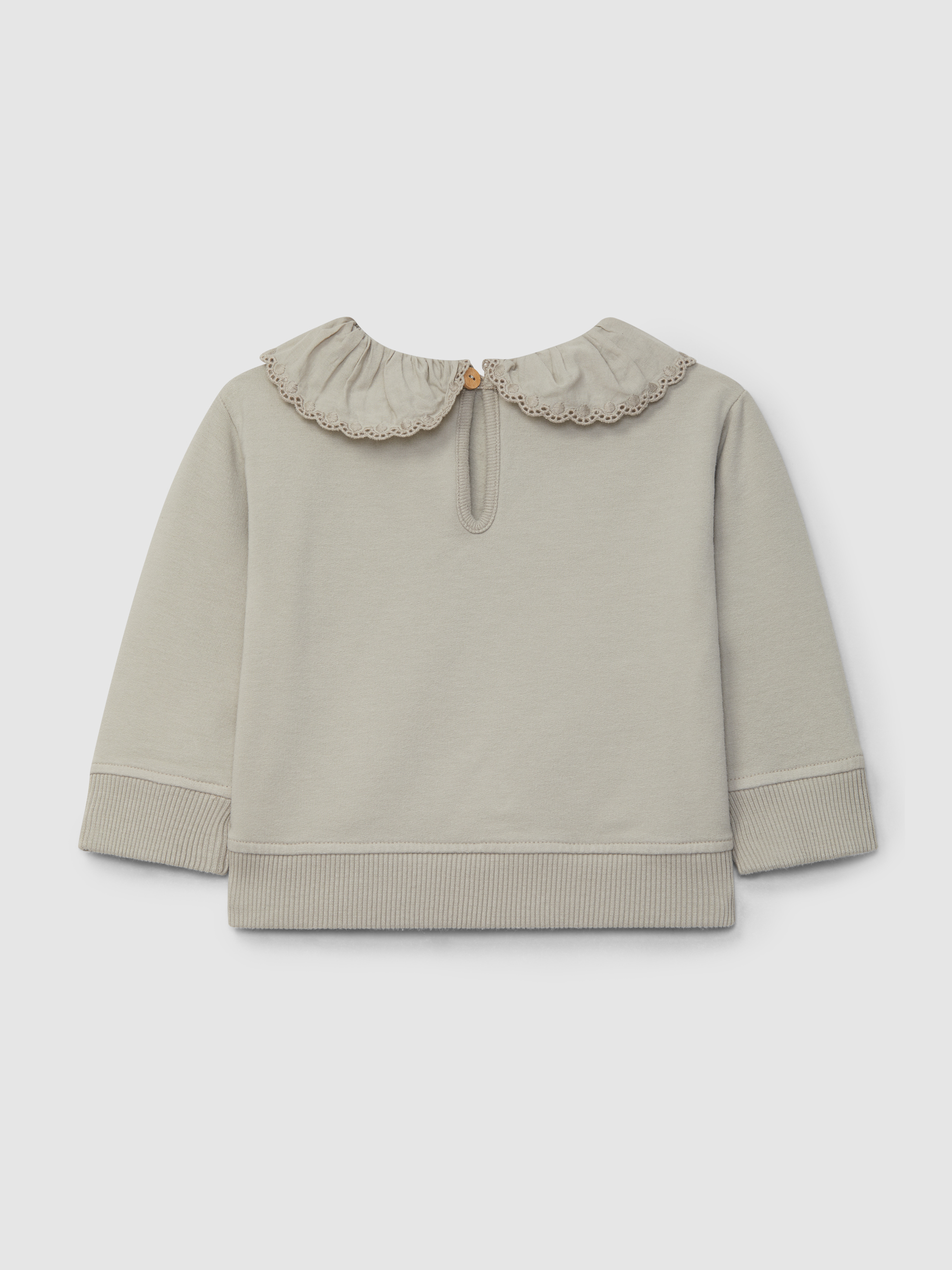 Sudadera de felpa con cuello de volante bordado