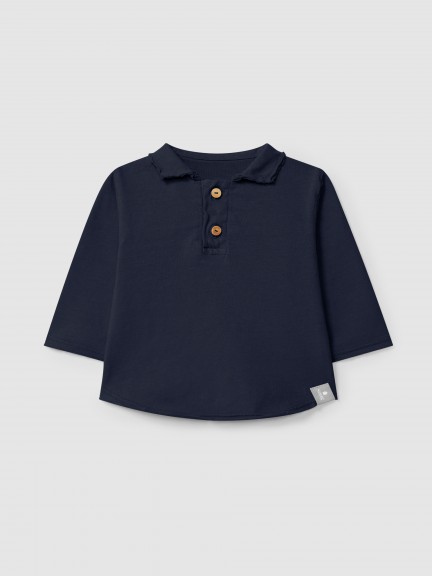 Longsleeve com gola de bico em algod�o org�nico