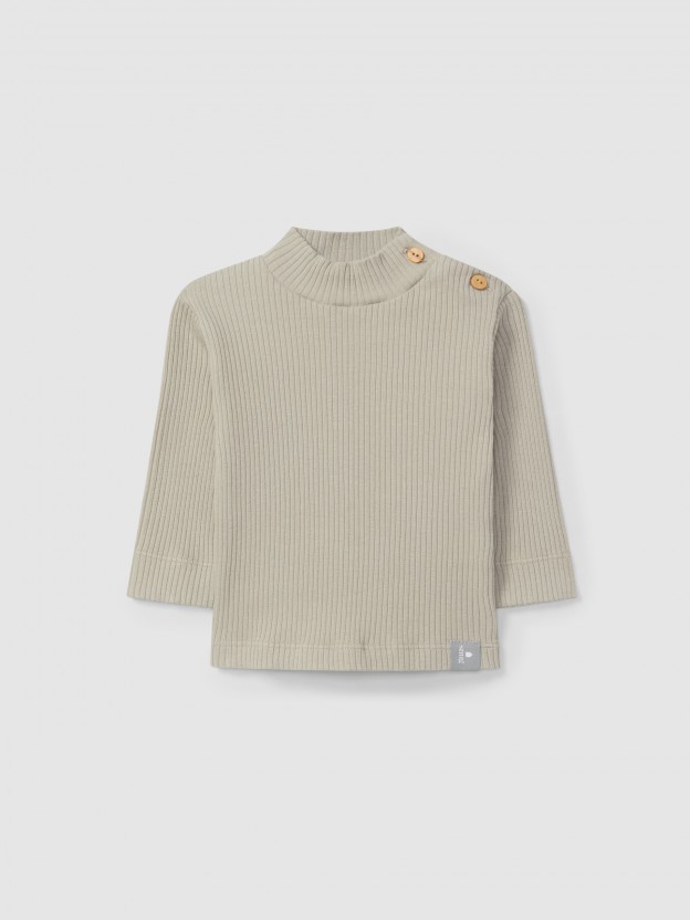 Longsleeve col roulé en maille cannelée Longsleeve col roulé en maille cannelée