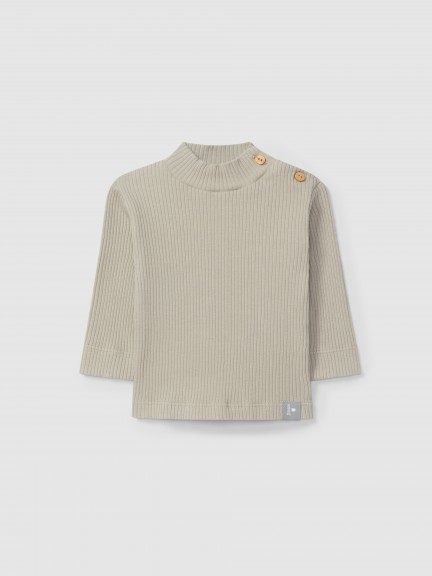 Longsleeve gola alta em malha canelada Longsleeve gola alta em malha canelada