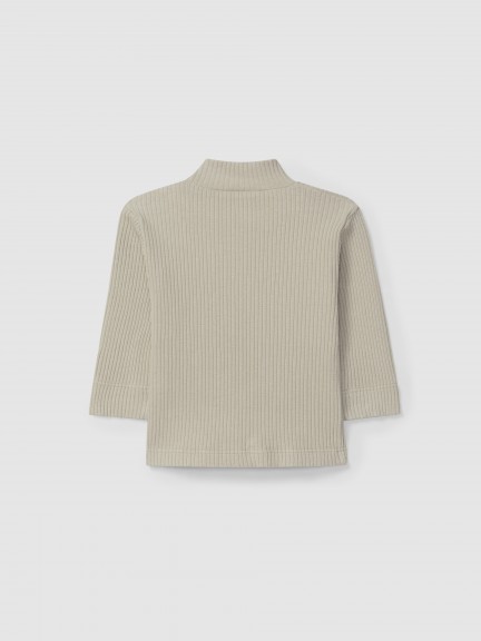Longsleeve gola alta em malha canelada Longsleeve gola alta em malha canelada