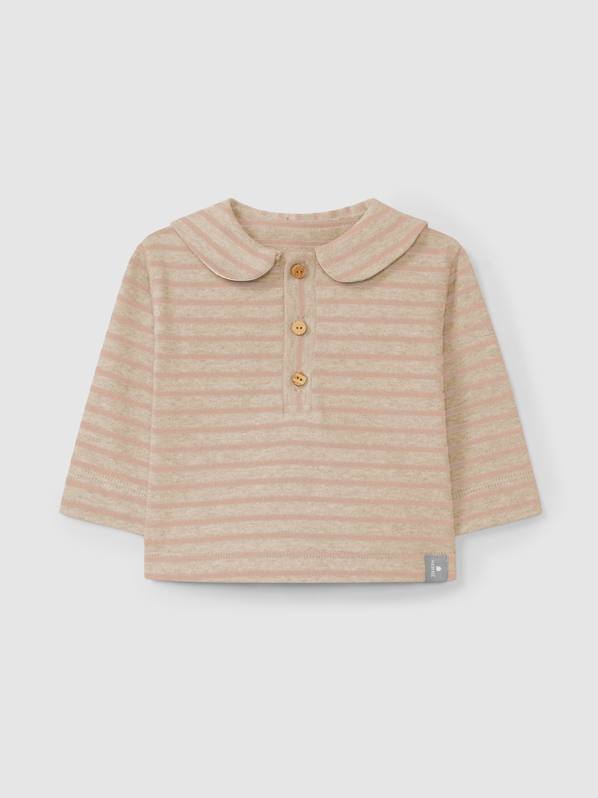Longsleeve de riscas em jersey cardado com gola de marinheiro