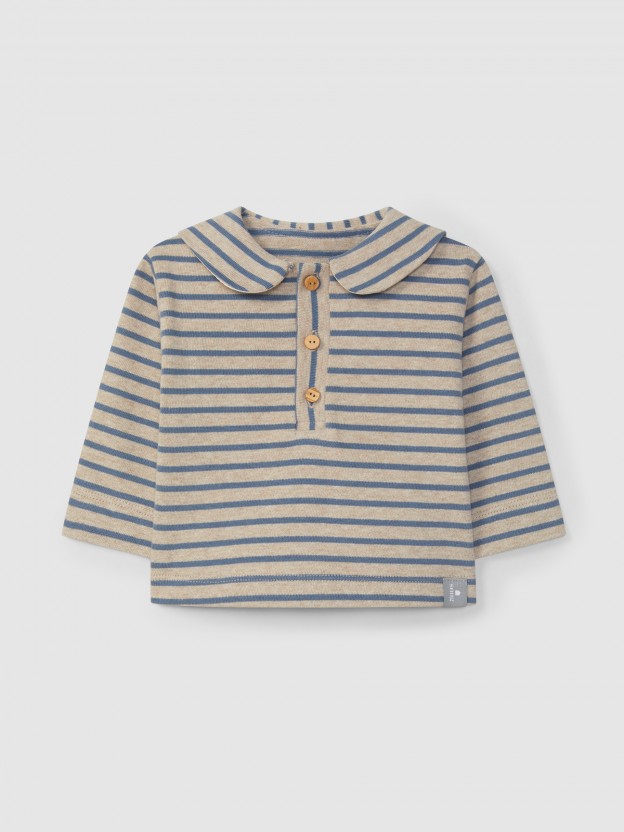 Striped longsleeve in soft brushed jersey with sailor collar