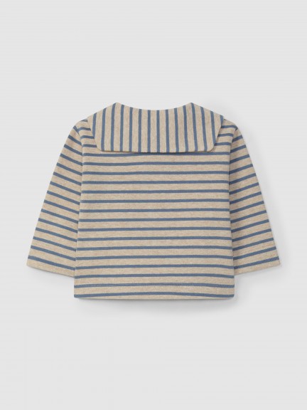 Longsleeve à rayures en jersey cardé à col marin Longsleeve à rayures en jersey cardé à col marin