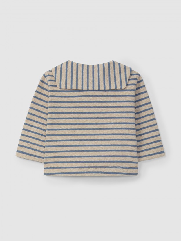 Striped longsleeve in soft brushed jersey with sailor collar