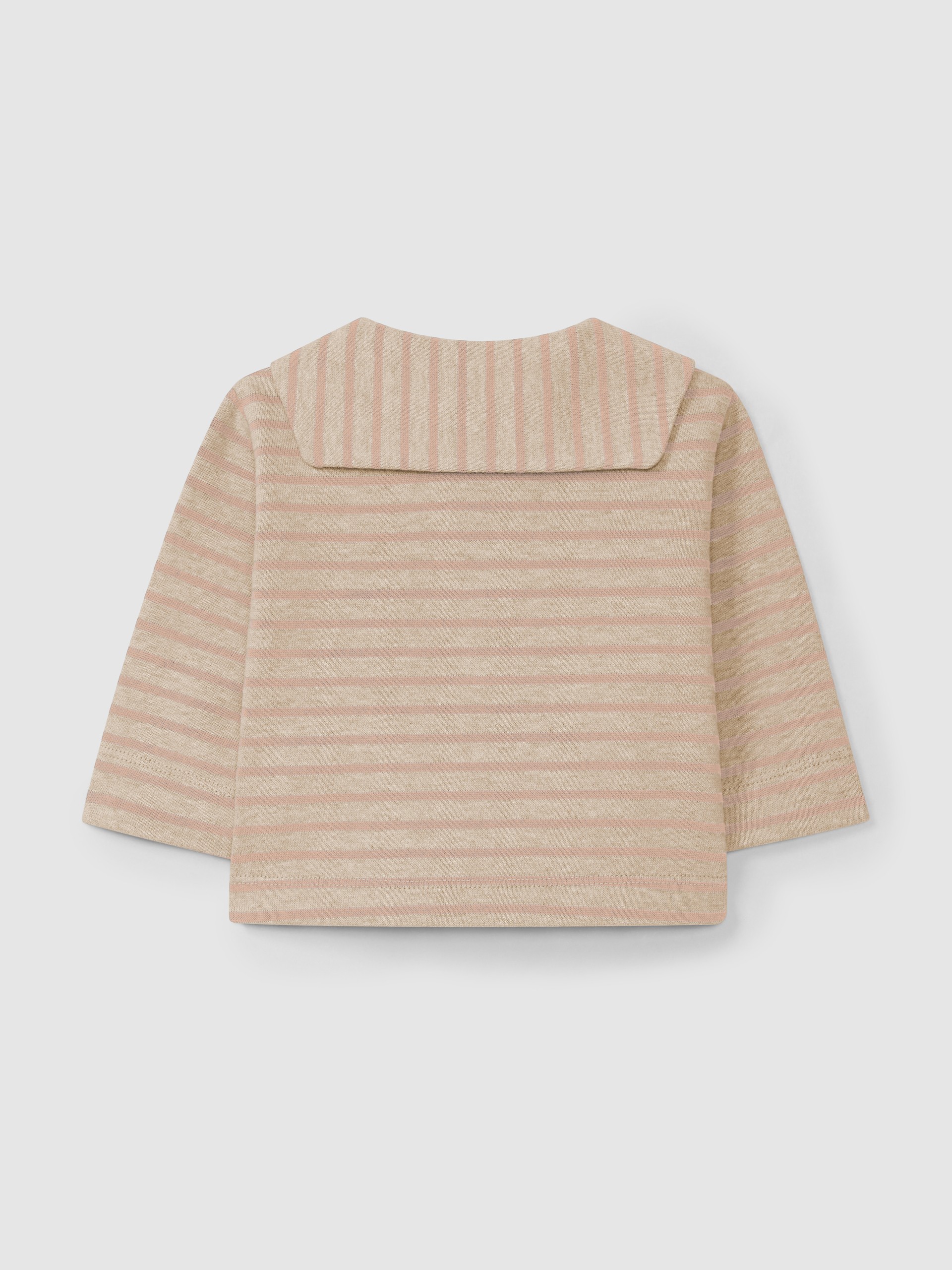 Longsleeve de riscas em jersey cardado com gola de marinheiro