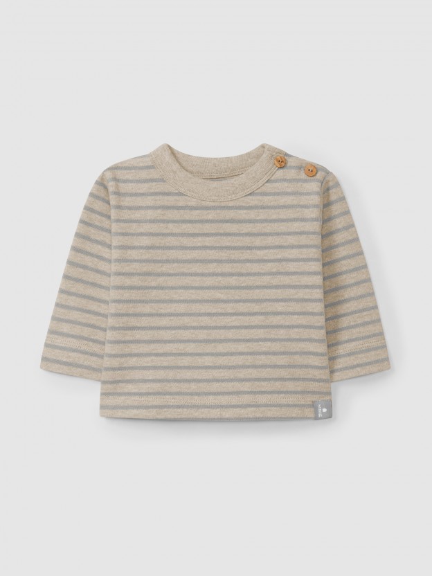 Longsleeve de riscas em jersey cardado