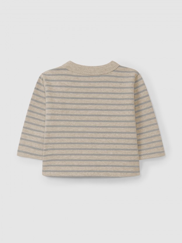 Longsleeve de riscas em jersey cardado