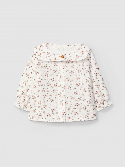 Blouse in floral printed muslin Blouse in floral printed muslin
