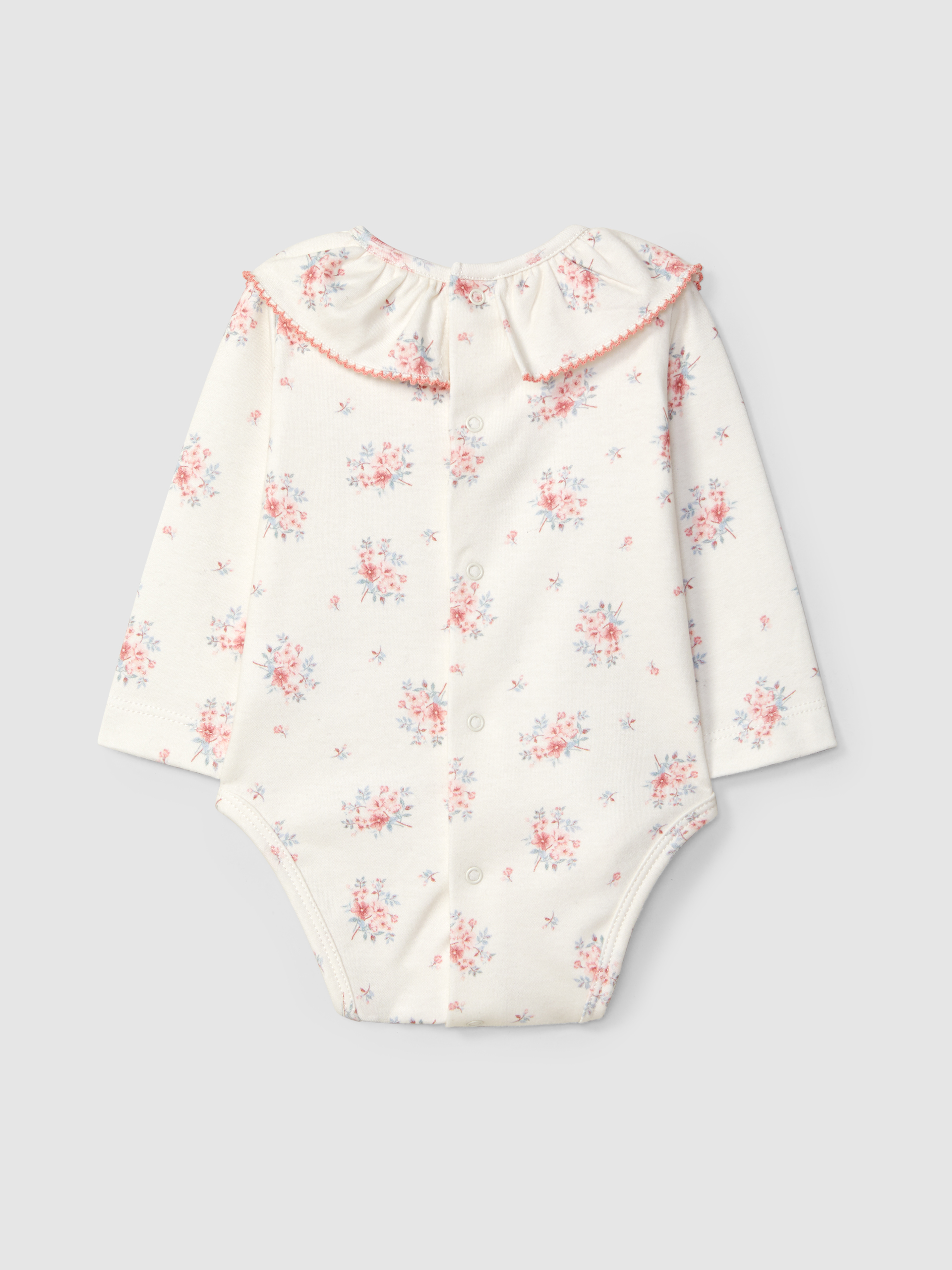 Floral print bodysuit with ruffled detail