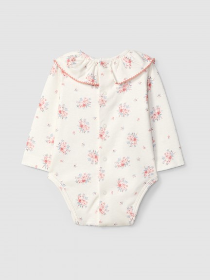 Floral print bodysuit with ruffled detail Floral print bodysuit with ruffled detail
