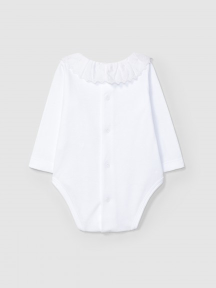 Bodysuit with delicate embroidered ruffled collar Bodysuit with delicate embroidered ruffled collar