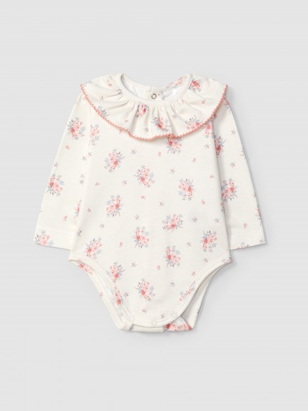 Floral print bodysuit with ruffled detail Floral print bodysuit with ruffled detail