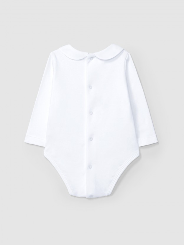 Body gola peter-pan com manga comprida Body gola peter-pan com manga comprida