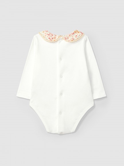 Bodysuit floral fabric collar with lace detail Bodysuit floral fabric collar with lace detail