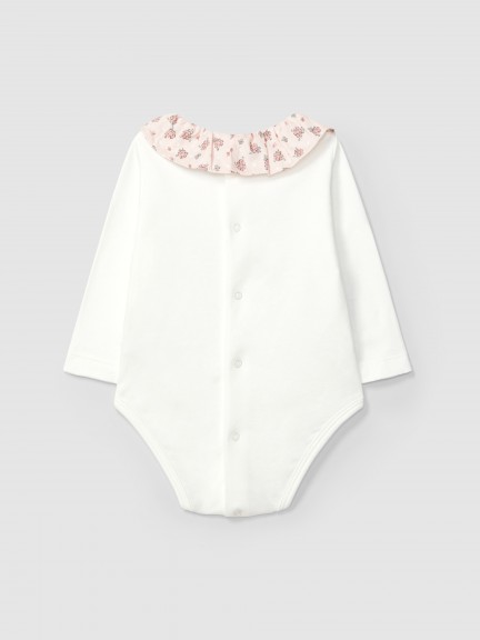 Bodysuit ruffled collar in delicate floral fabric Bodysuit ruffled collar in delicate floral fabric