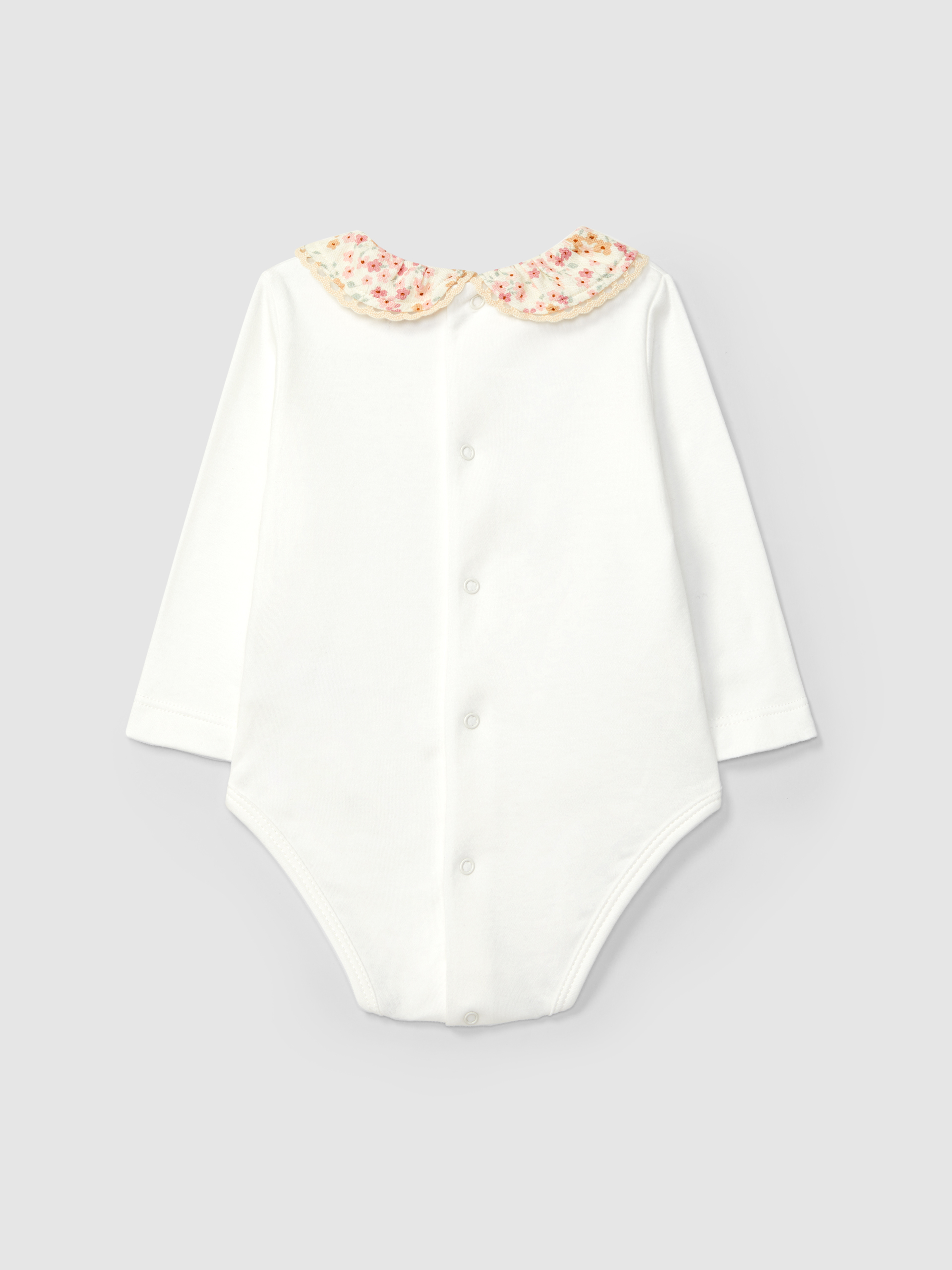 Body gola tecido floral com detalhe de renda