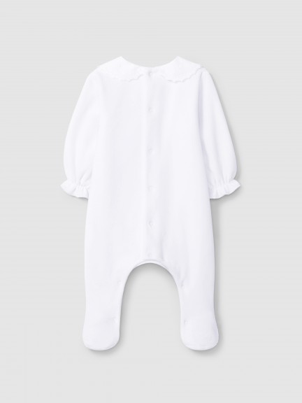 Pelele de terciopelo con cuello redondo delicado bordado Pelele de terciopelo con cuello redondo delicado bordado