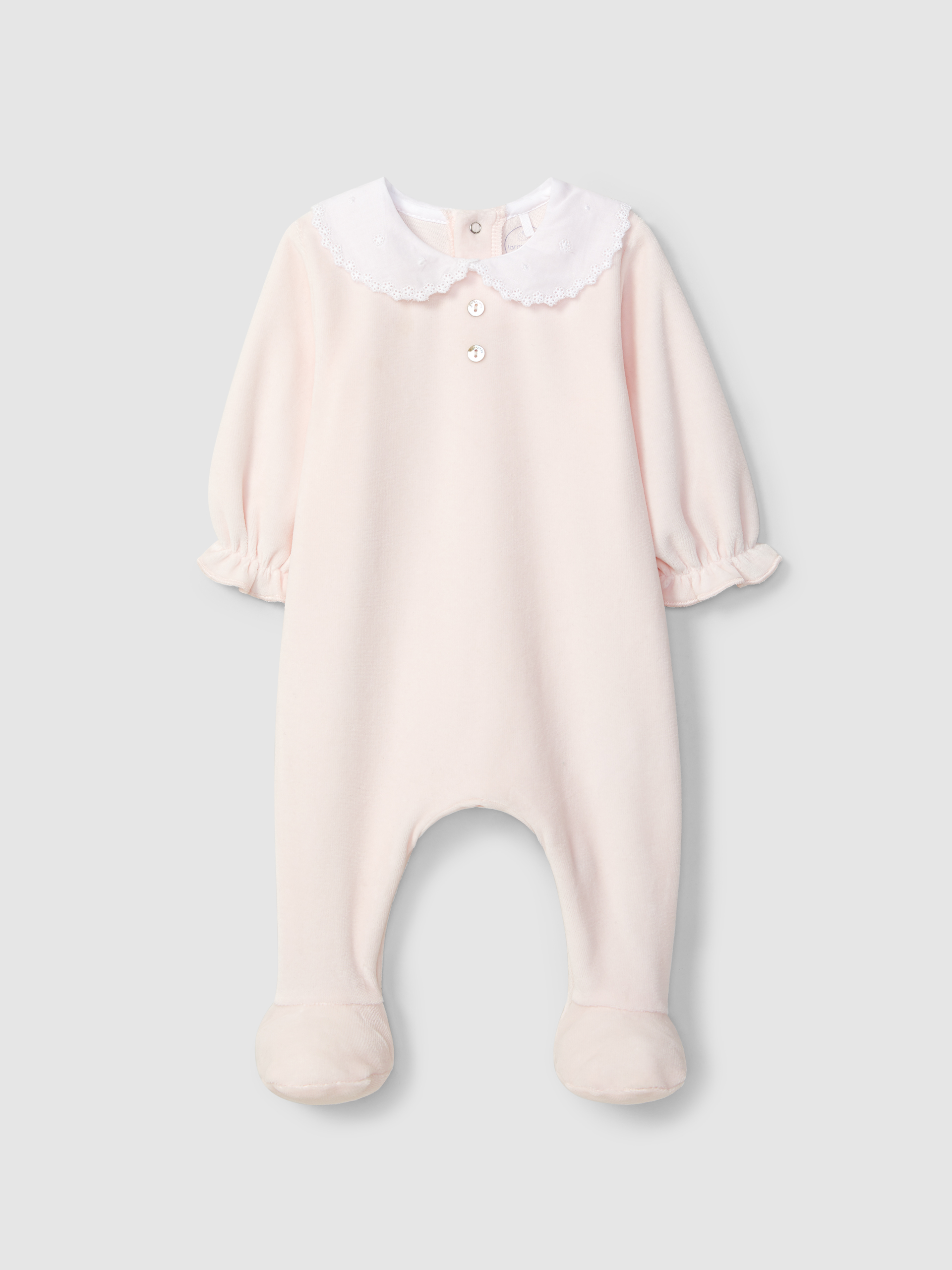 Babygrow en velours à col claudine broderie délicate