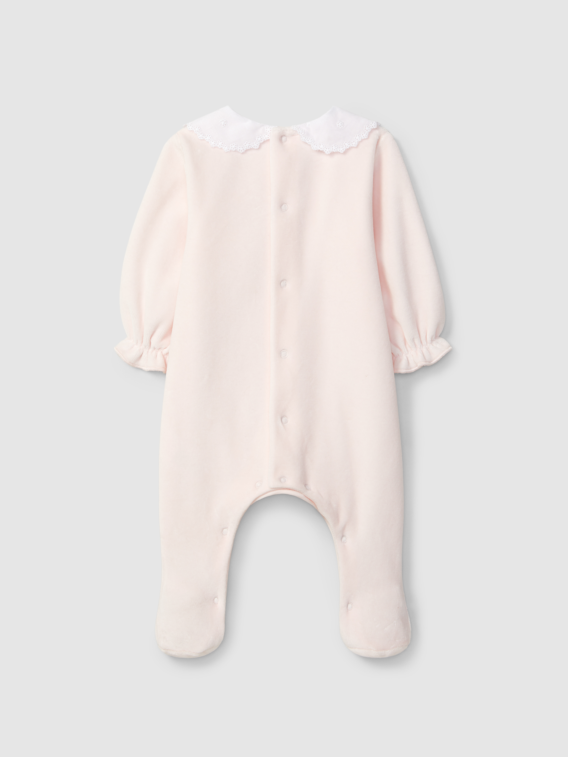 Babygrow en velours à col claudine broderie délicate