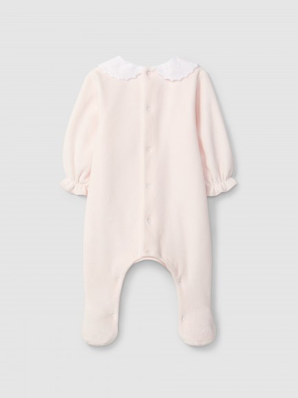 Pelele de terciopelo con cuello redondo delicado bordado Pelele de terciopelo con cuello redondo delicado bordado
