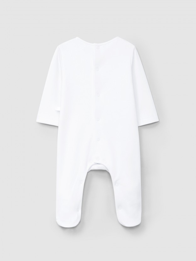 Pelele sin cuello con detalle de cinta bordada Pelele sin cuello con detalle de cinta bordada