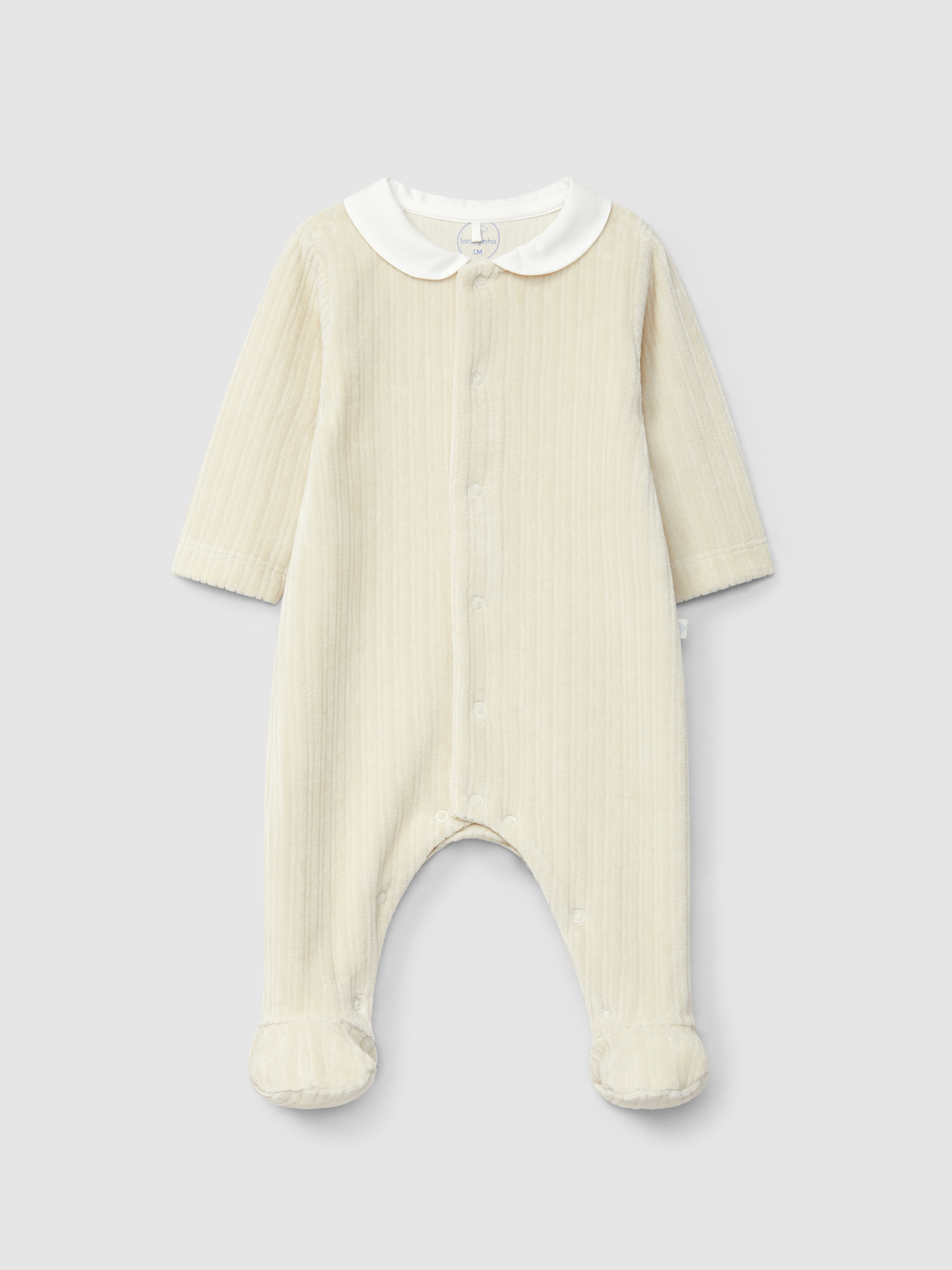 Babygrow em veludo canelado com gola redonda