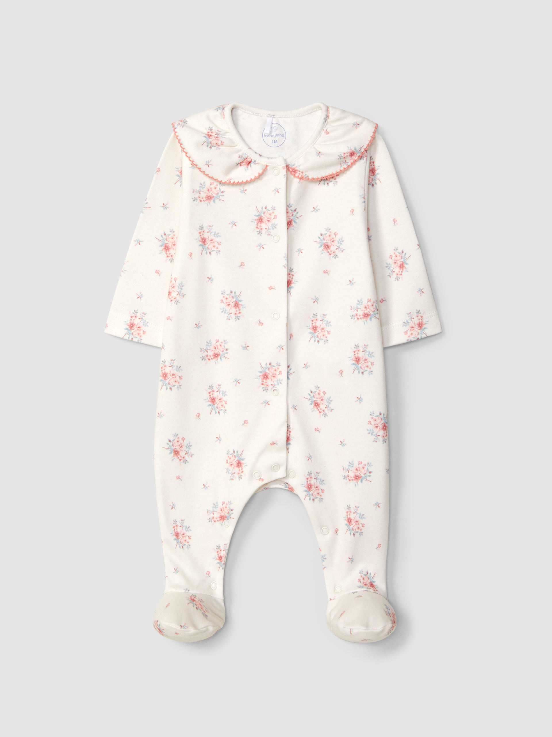 Floral print babygrow with collar