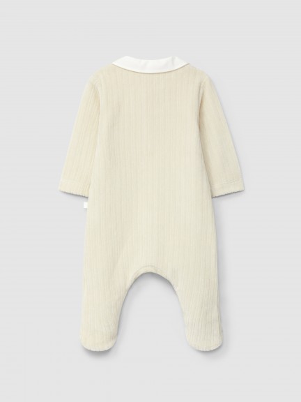 Babygrow em veludo canelado com gola redonda Babygrow em veludo canelado com gola redonda