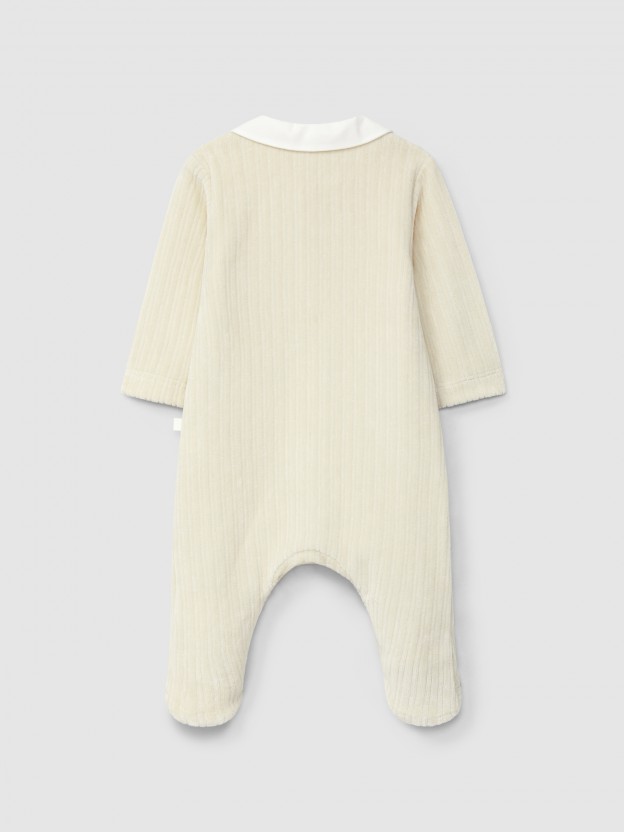 Babygrow em veludo canelado com gola redonda Babygrow em veludo canelado com gola redonda