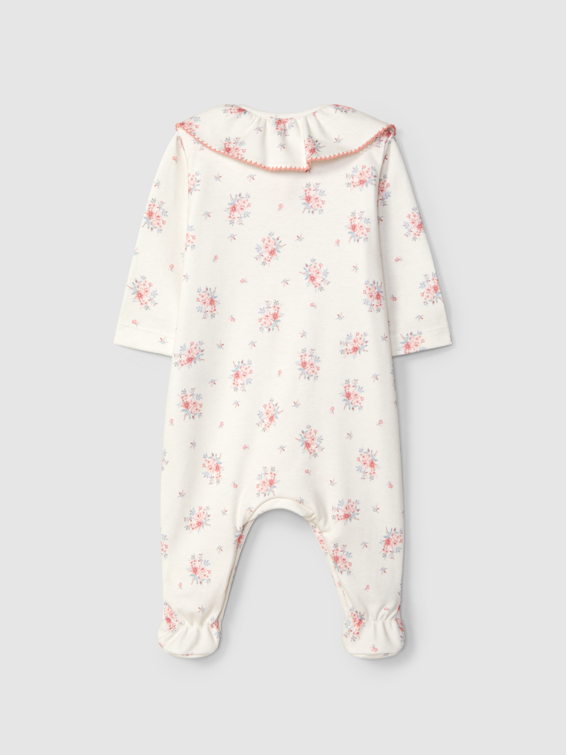 Floral print babygrow with collar