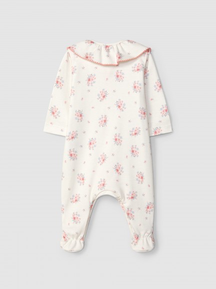 Floral print babygrow with collar Floral print babygrow with collar