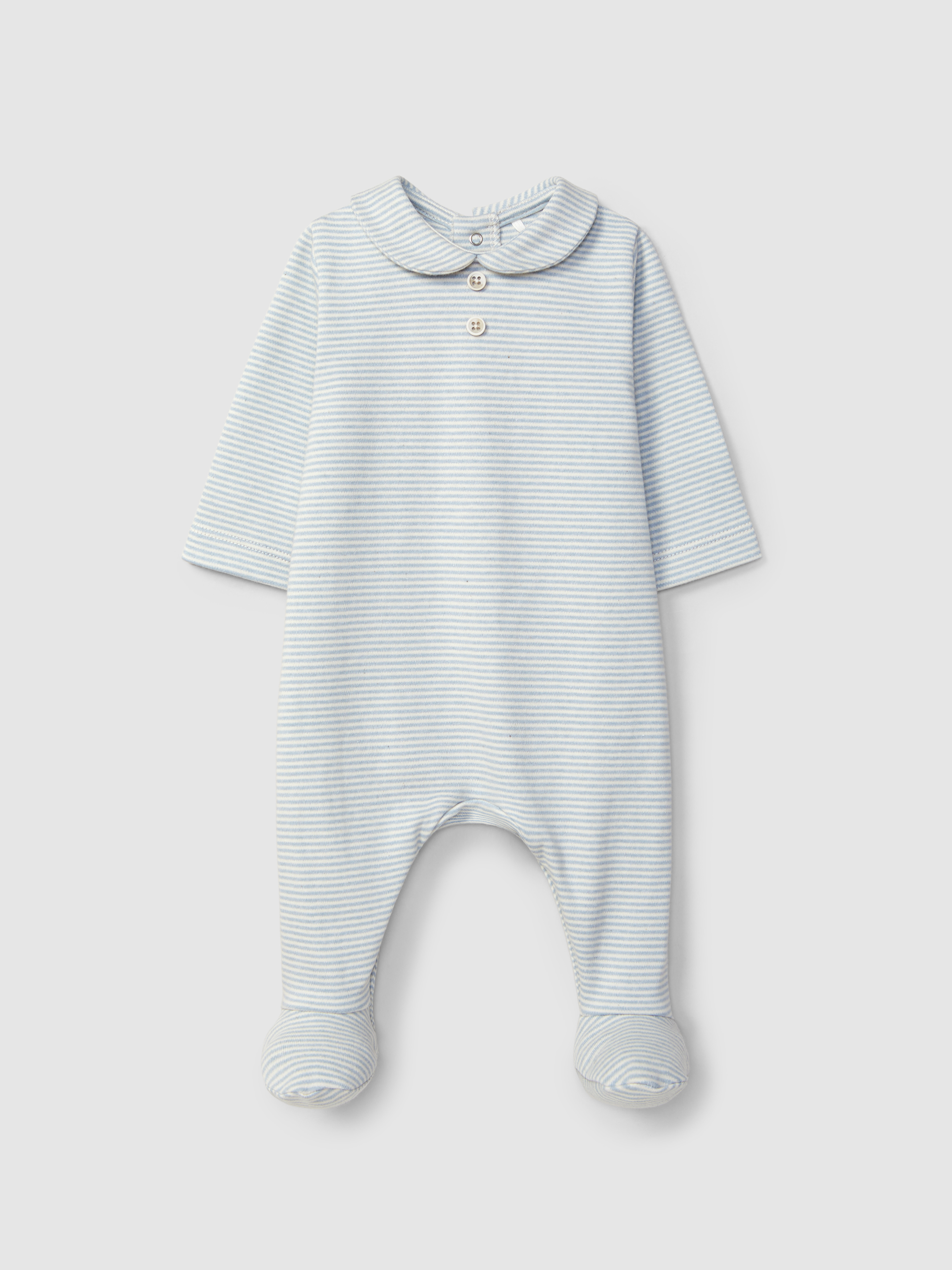 Babygrow às riscas com gola redonda