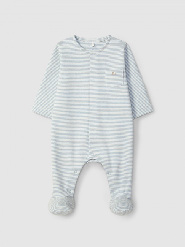 Babygrow � rayures avec poche
