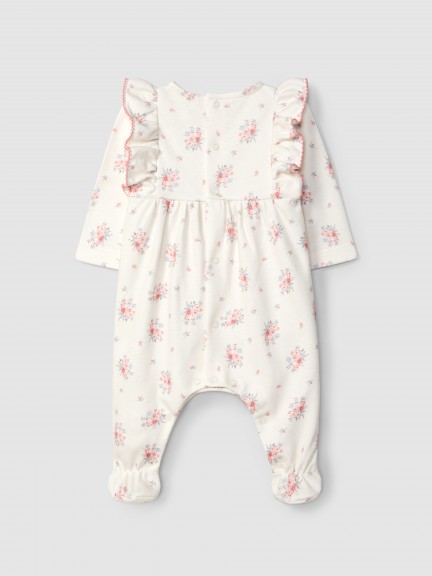 Babygrow imprimé à fleurs avec détail de volant Babygrow imprimé à fleurs avec détail de volant