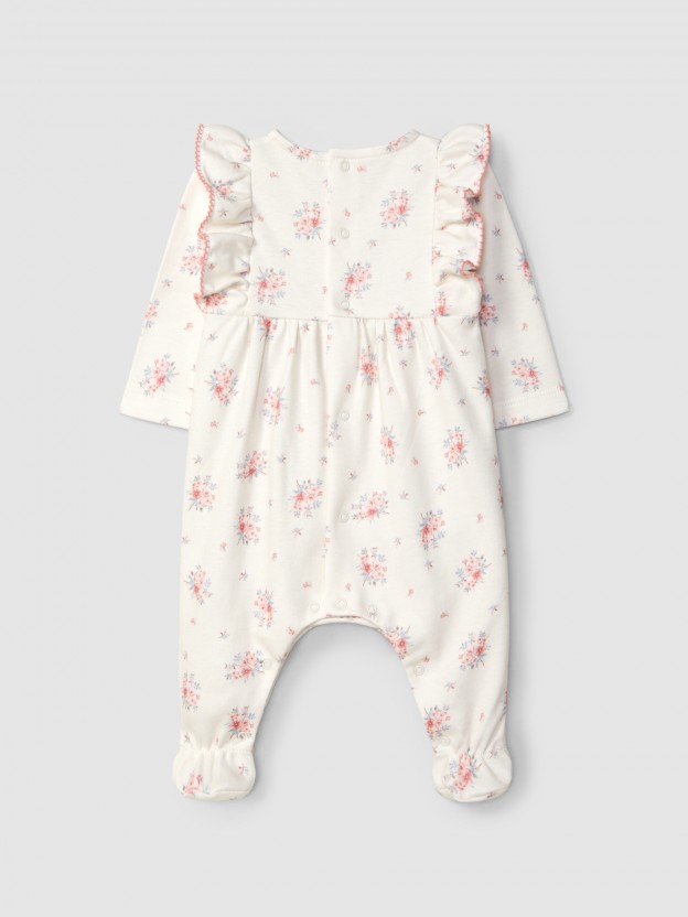 Babygrow imprimé à fleurs avec détail de volant Babygrow imprimé à fleurs avec détail de volant