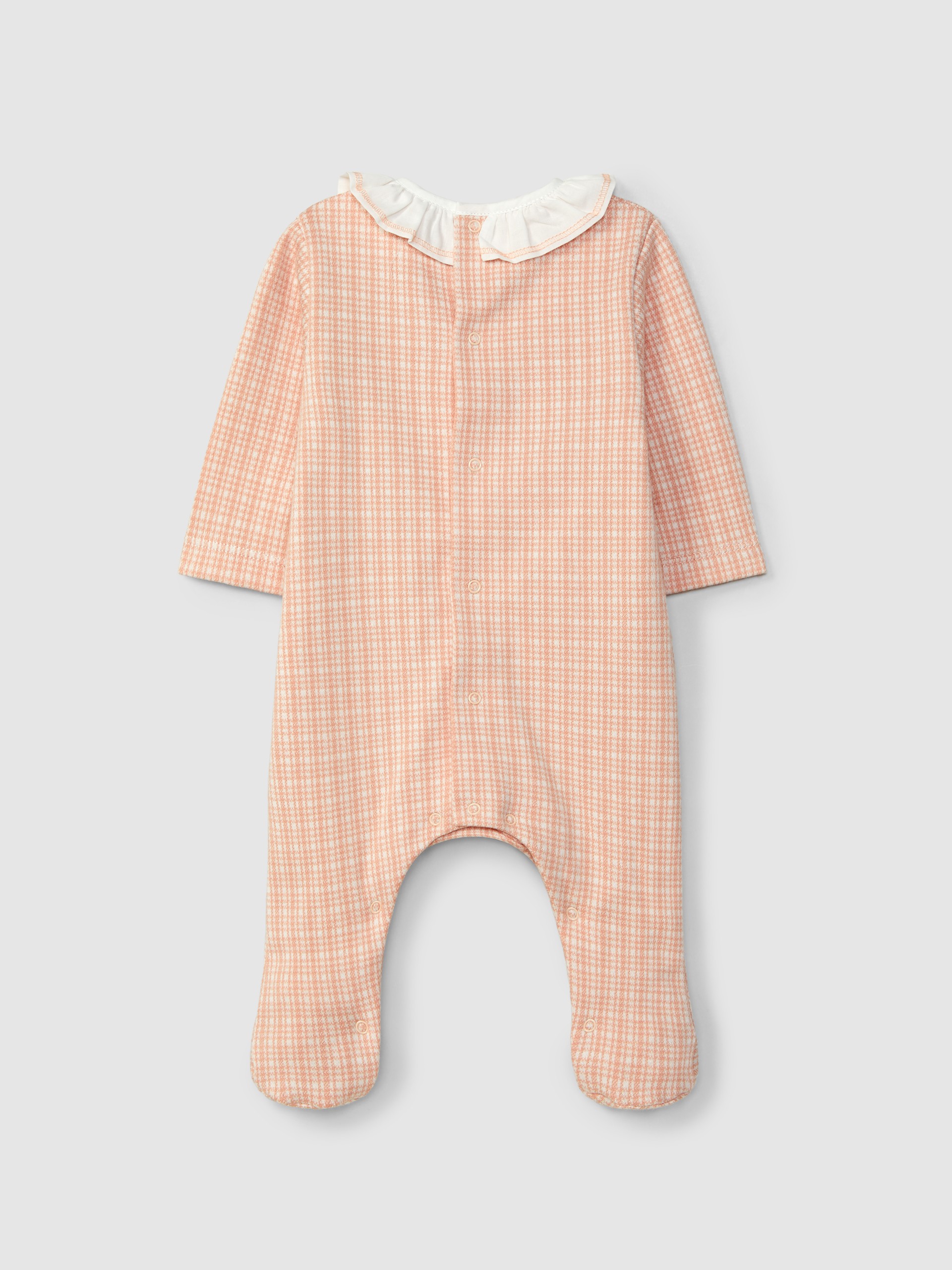 Pelele punto jacquard de cuadros con cuello de volante