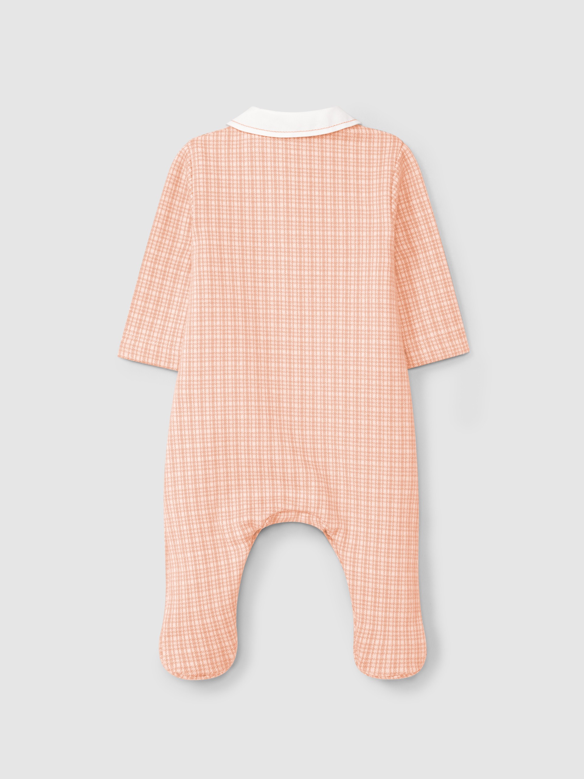 Babygrow malha jacquard com quadricula com gola redonda