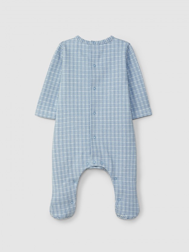 Babygrow malha jacquard com quadricula Babygrow malha jacquard com quadricula