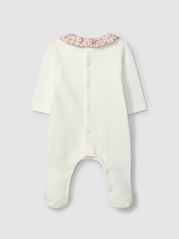 Babygrow avec smocks et col � volant � imprim� � fleurs