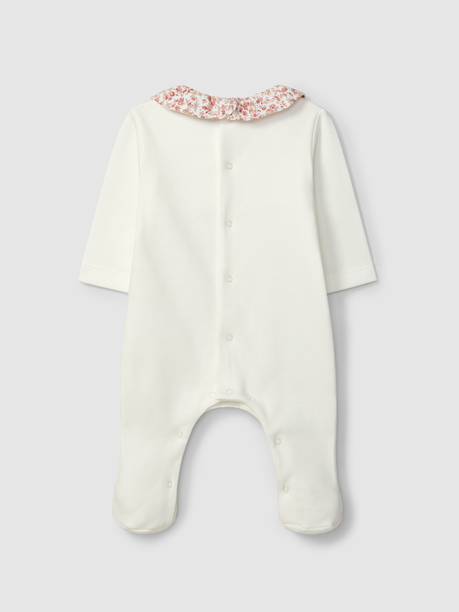 Babygrow avec smocks et col à volant à imprimé à fleurs