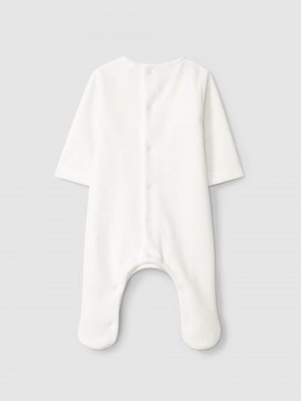 Pelele en terciopleo con detalle de smocks Pelele en terciopleo con detalle de smocks