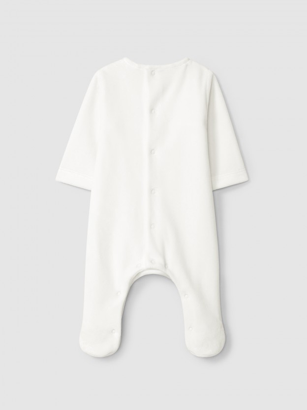 Pelele en terciopleo con detalle de smocks Pelele en terciopleo con detalle de smocks