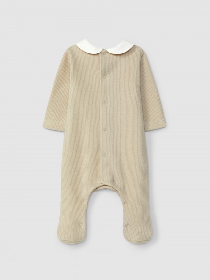 Organic cotton babygrow with round collar Organic cotton babygrow with round collar