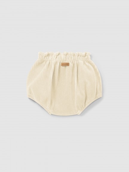 Diaper cover in corduroy-type fabric with decorative drawstring Diaper cover in corduroy-type fabric with decorative drawstring