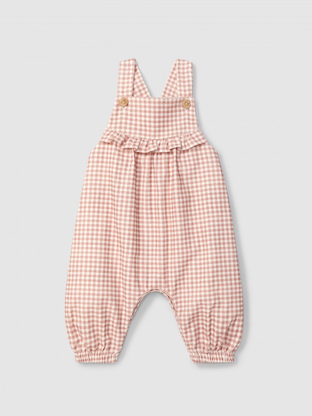 Vichy check dungarees ruffled detail