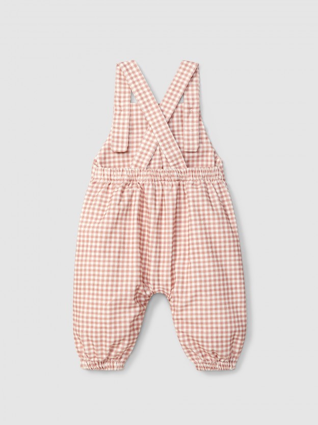 Vichy check dungarees ruffled detail