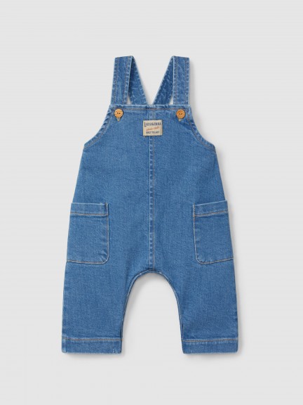 Denim dungarees with side pockets